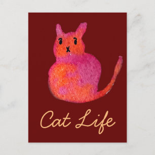 Postal El gato rosa funky lindo gatito
