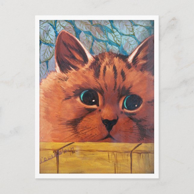 Postal El gato se asomó a la pared, Louis Wain (Anverso)