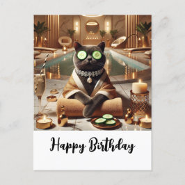 Postal El gato se relaja en el spa