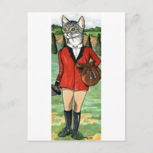 Postal El gato se va a Fox Hunting HUNT CAT