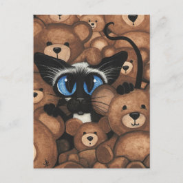 Postal El gato siamés Teddy Bear Hug de BiHrLe