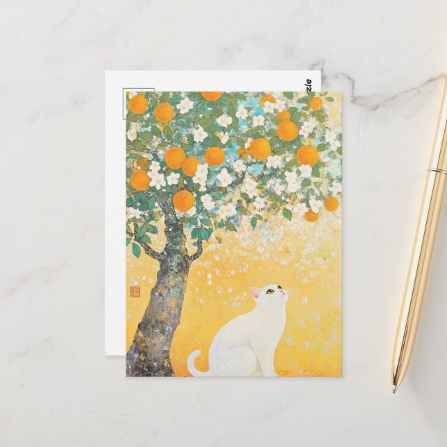 Postal El gato y el árbol Naranja (Anverso/Reverso In Situ)