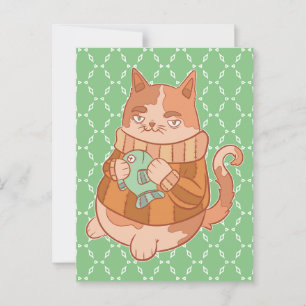 Postal El gato y el pescado