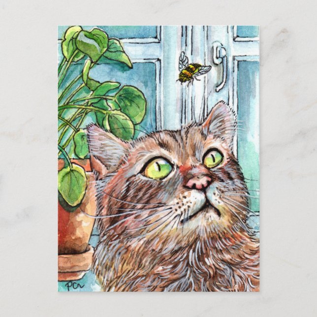 Postal El gato y la abeja (Anverso)