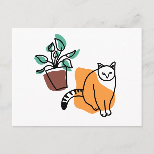 Postal El gato y la planta (Anverso)