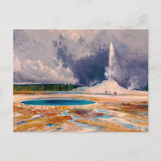 Postal El géiser Castle, Parque Nacional Yellowstone 1874 (Anverso)