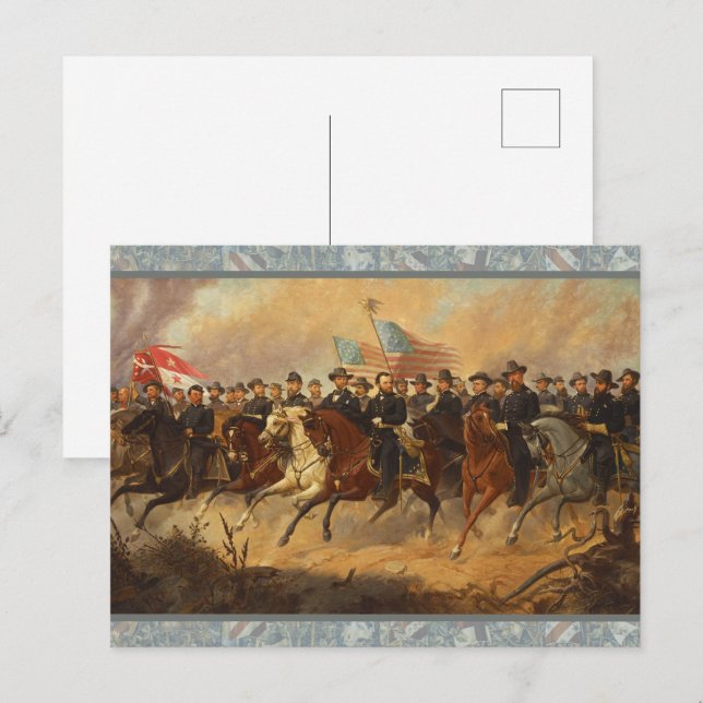 Postal El general Grant y sus generales Arte de la Guerra (Anverso / Reverso)