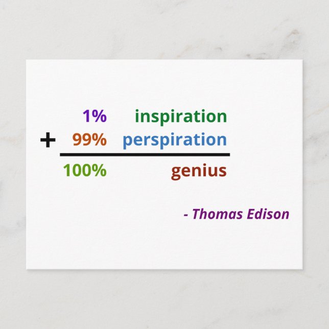 Postal El genio es 1% inspiración y 99% transpiración (Anverso)