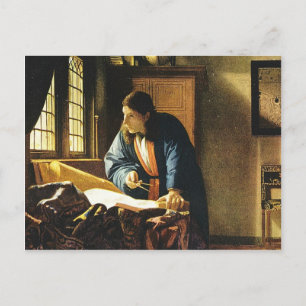 Postal El geógrafo de Johannes Vermeer (alrededor de 1669