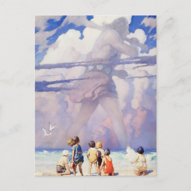 Postal "El gigante" arte de hadas por NC Wyeth (Anverso)