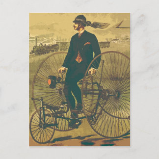 Postal El gigante del vintage triciclo Gentleman Mustache