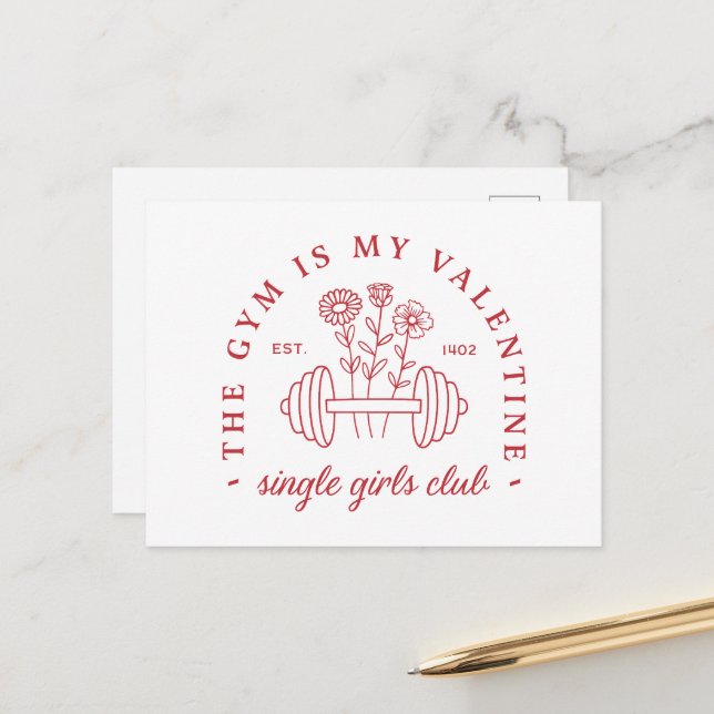 Postal El gimnasio es mi club de fitness de chicas solter (Anverso/Reverso In Situ)