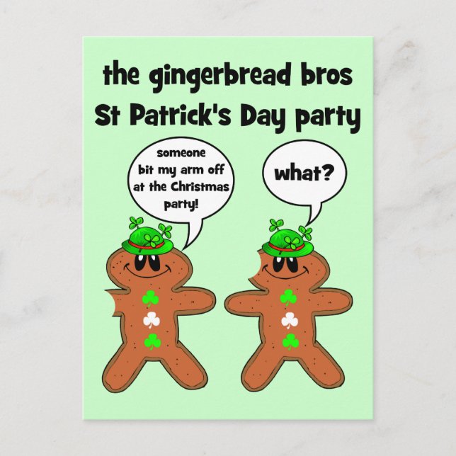 Postal el gingerbread bros fiesta del Día de San Patricio (Anverso)