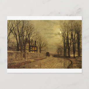 Postal El giro del camino por John Atkinson Grimshaw