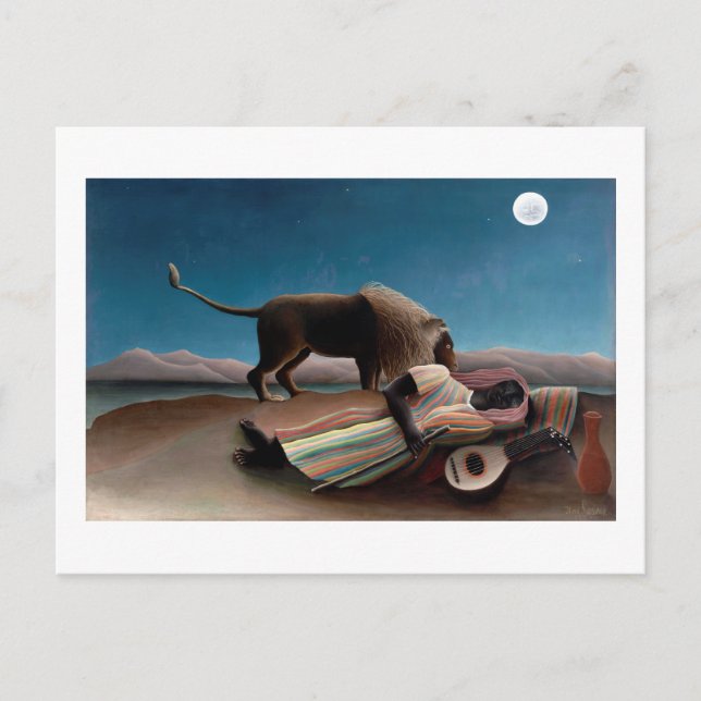 Postal El gitano durmiente, Henri Rousseau (Anverso)