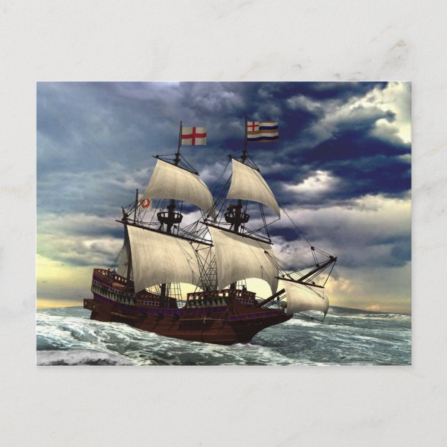 Postal El Golden Hind. (Anverso)