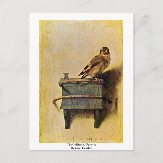 Postal El Goldfinch, Puttertje De Carel Fabritius. (Anverso)
