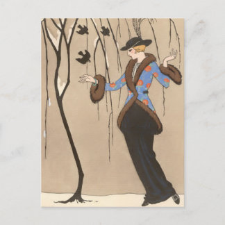 Postal El gorrión precioso de George Barbier