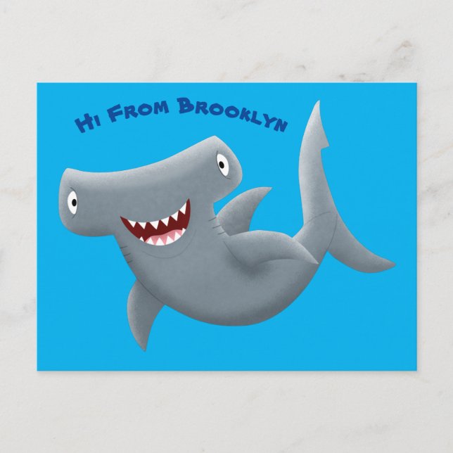 Postal El gracioso tiburón martillo personalizado (Anverso)