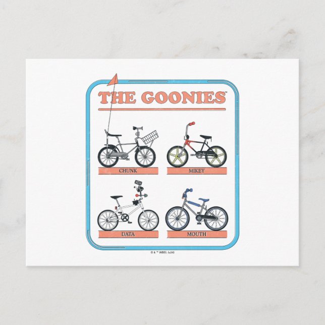 Postal El gráfico de bicicletas de Goonies (Anverso)