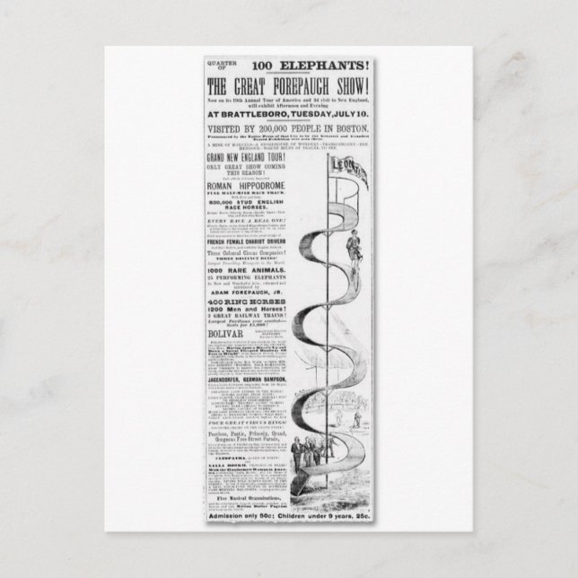 Postal El gran anuncio de Forepaugh Show (Anverso)