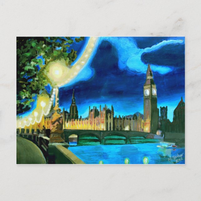 Postal El Gran Ben de Londres y el Parlamento con Támesis (Anverso)