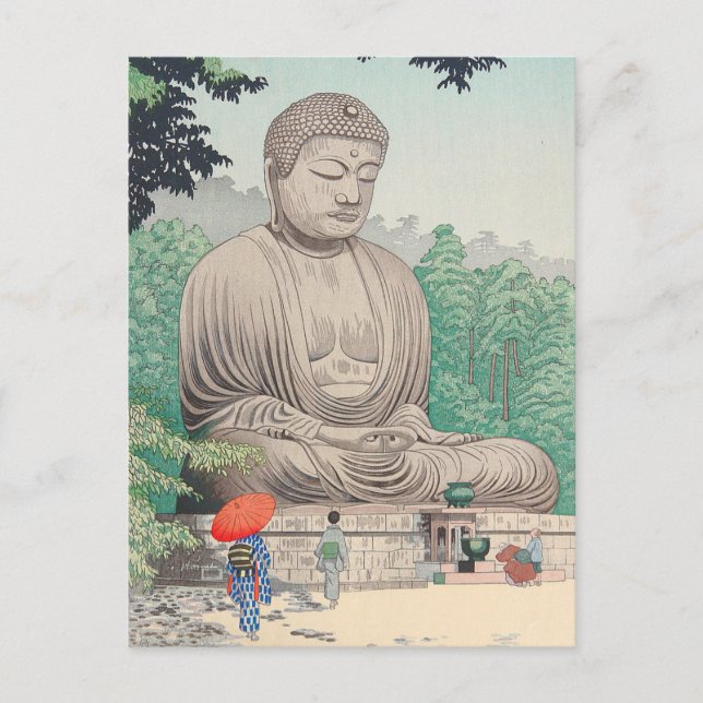 Postal El gran Buda en Kamakura FUJISHIMA TAKEJI (Anverso)