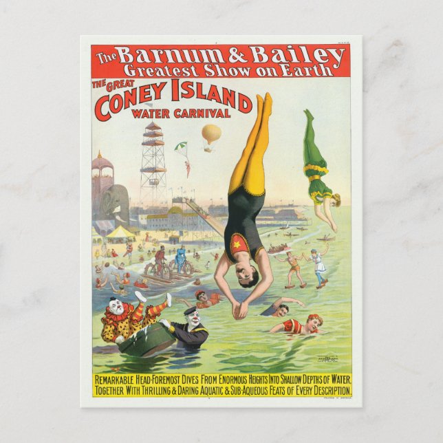 Postal El Gran Carnaval del Agua de la Isla Coney (Anverso)