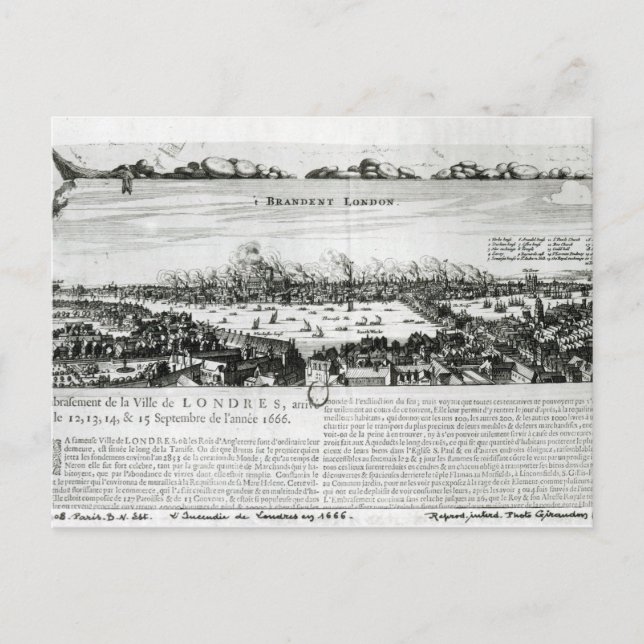 Postal El gran incendio de Londres en 1666 (Anverso)