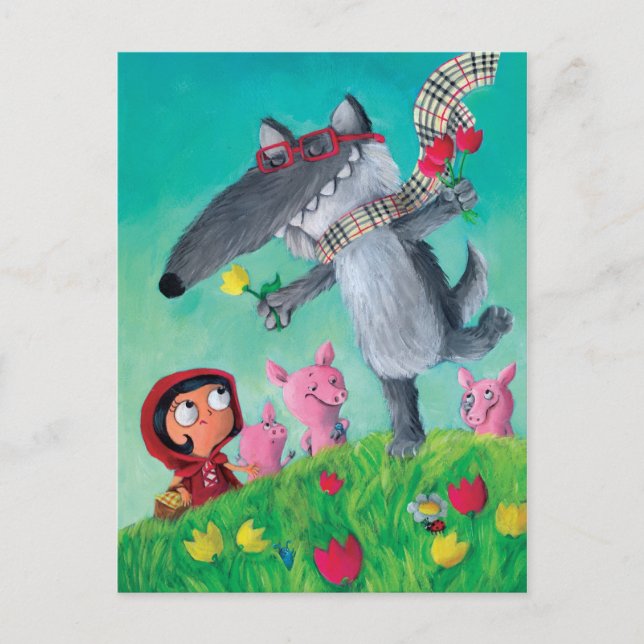 Postal El gran lobo malo (Anverso)