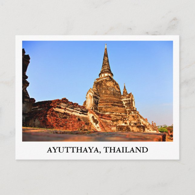 Postal El Gran Palacio de Ayutthaya en Tailandia (Anverso)