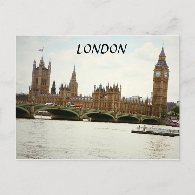 Postal El Gran Parlamento de Londres y la Postcarta del T (Anverso)