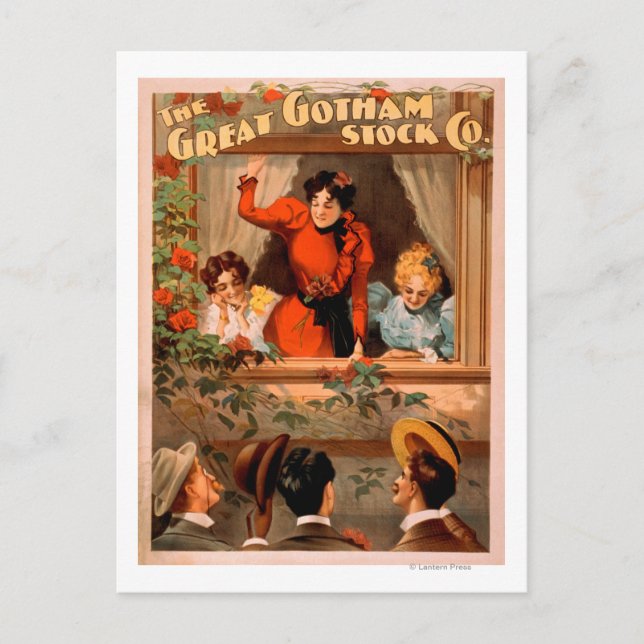 Postal El gran Poster teatral de Gotham Stock Co. (Anverso)