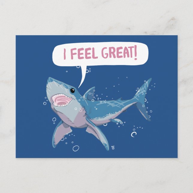 Postal El gran tiburón blanco se siente grande (Anverso)