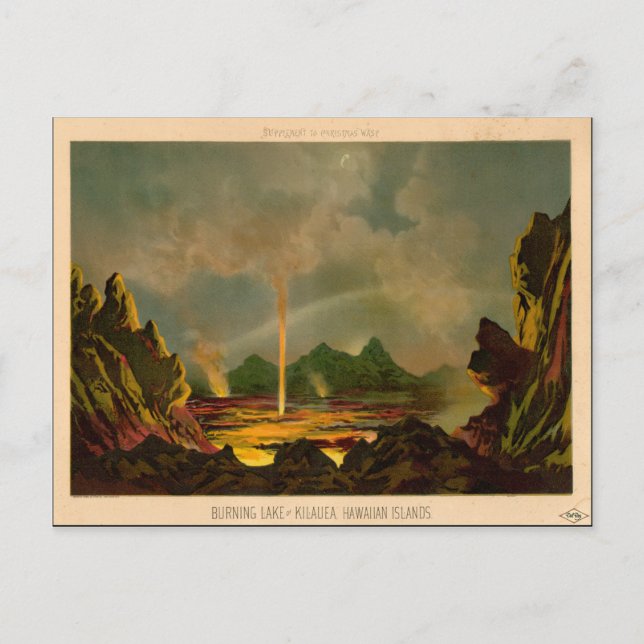 Postal EL GRAN VOLCÁN DE KILAUEA, 16 de noviembre de 1866 (Anverso)