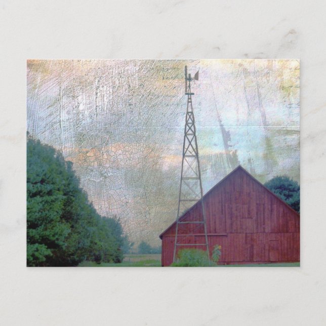 Postal El granero rojo (Anverso)