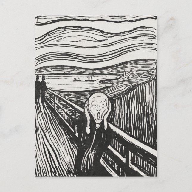 Postal El grito de Edvard Munch Black and White (Anverso)