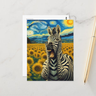 Postal El grito de Zebra Faux Van Gogh