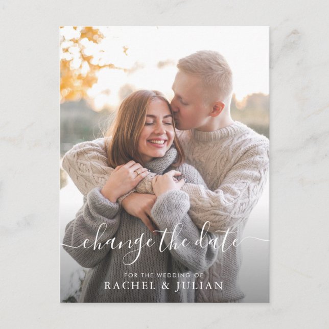 Postal El guión blanco adorable cambia la fecha (Anverso)