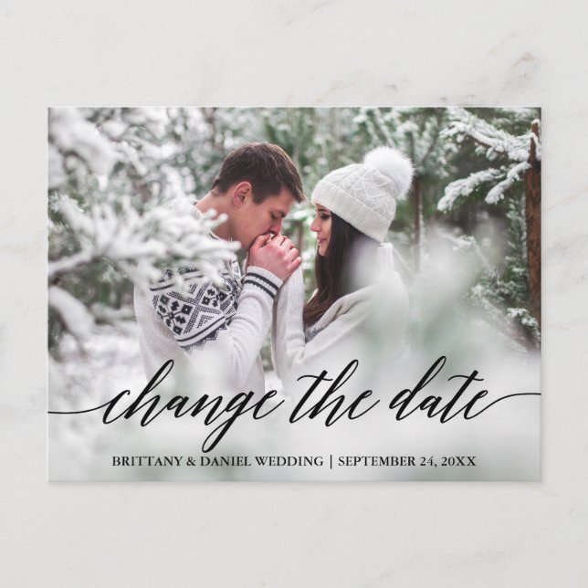 Postal El guión moderno de caligrafía cambia la fecha nue (Anverso)