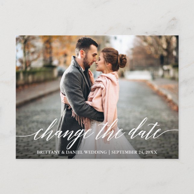 Postal El guión moderno de caligrafía cambia la fecha nue (Anverso)