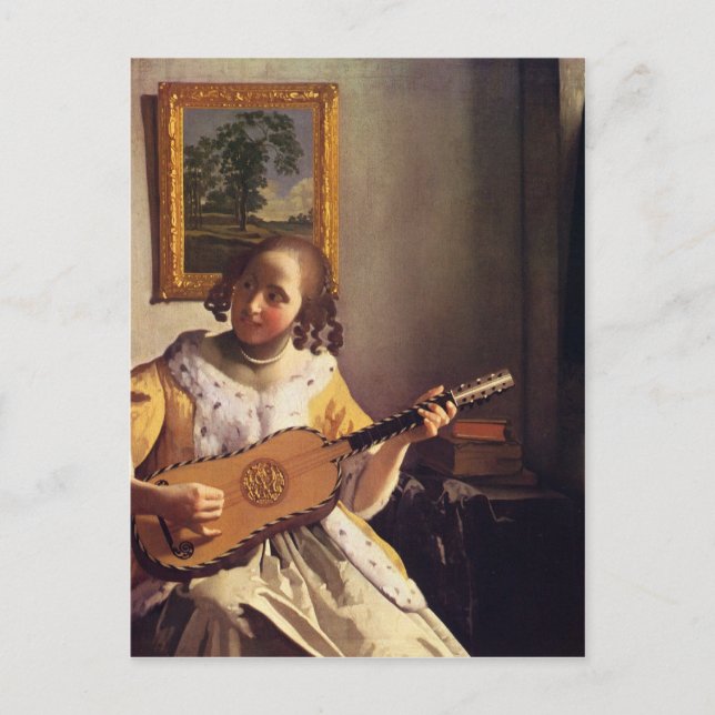 Postal El guitarrista de Johannes Vermeer (Anverso)