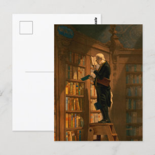 Postal El gusano de biblioteca de Carl Spitzweg