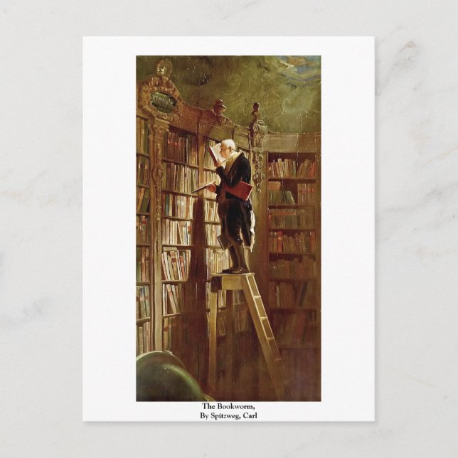 Postal El Gusano De La Librería, De Spitzweg, Carl (Anverso)