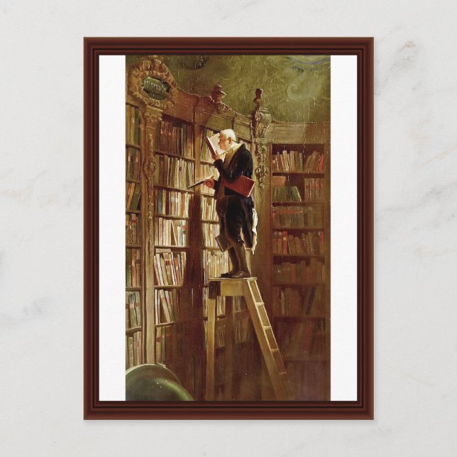Postal El Gusano De La Librería, De Spitzweg, Carl (Anverso)