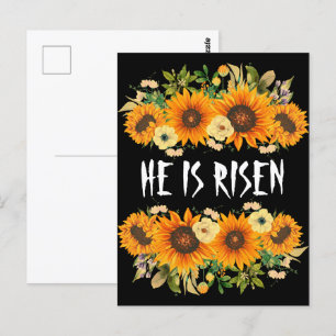 Postal Él ha resucitado Mateo 28:6 Girasoles de Pascua