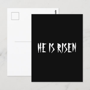 Postal Él ha resucitado Mateo 28:6 Pascua Blanco Negro