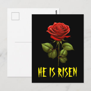 Postal Él ha resucitado Mateo 28:6 Rosa Roja de Pascua
