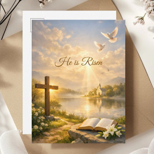 Postal Él ha resucitado Resurrección cristiana de Pascua 