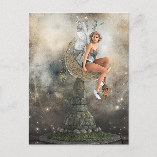 Postal El hada de la luna perezosa (Anverso)